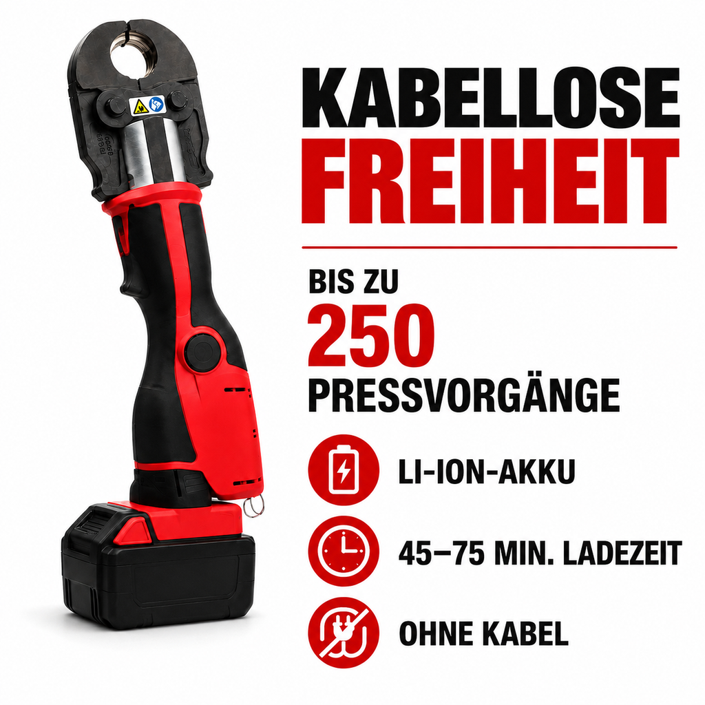 Kabelloses Presswerkzeug mit Akku