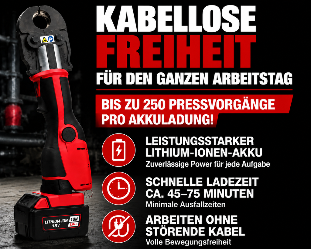 Kabelloses Presswerkzeug mit Akku