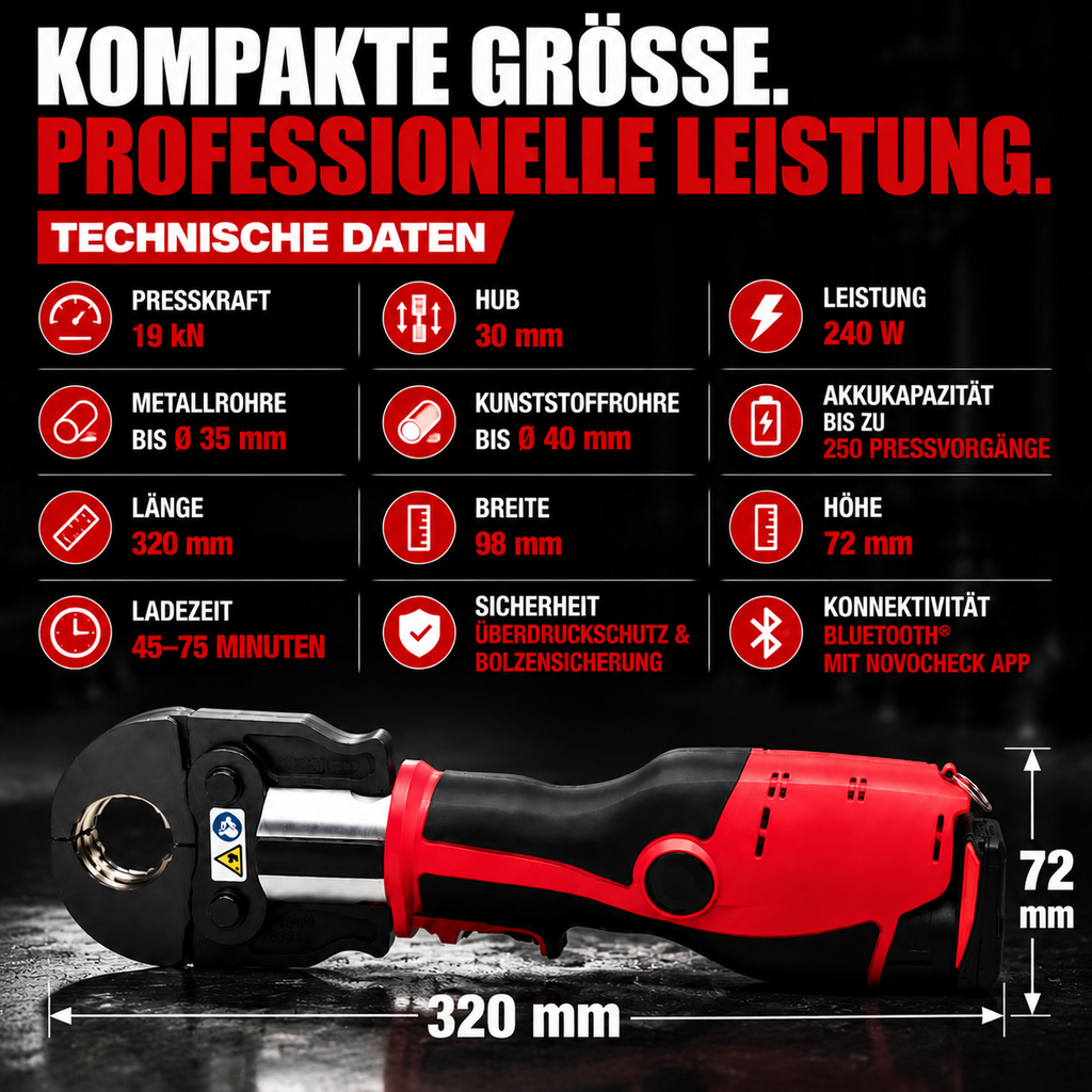 Kabelloses Presswerkzeug mit Akku